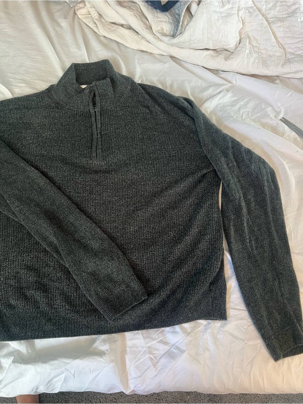Weatherproof Men's Dark Charcoal quarter Zip Mock Neck Sweater